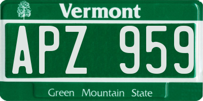 VT license plate APZ959