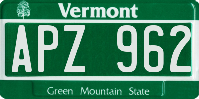 VT license plate APZ962