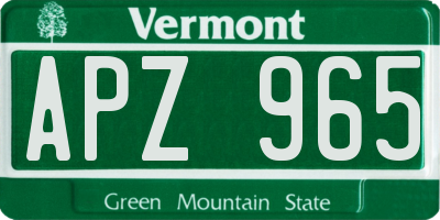 VT license plate APZ965