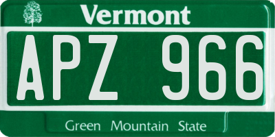 VT license plate APZ966