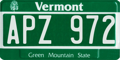 VT license plate APZ972