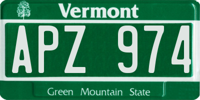 VT license plate APZ974