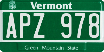 VT license plate APZ978