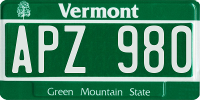VT license plate APZ980
