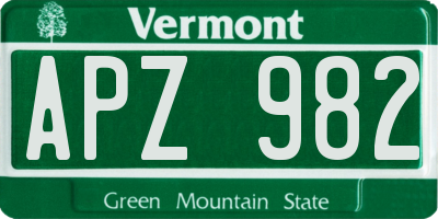 VT license plate APZ982