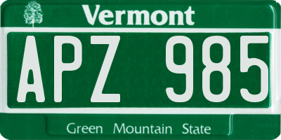 VT license plate APZ985