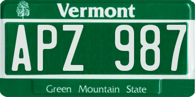 VT license plate APZ987
