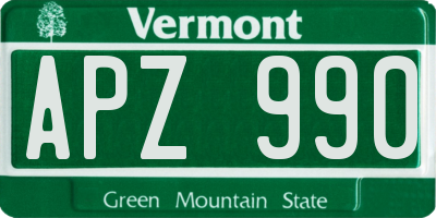 VT license plate APZ990