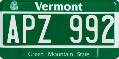 VT license plate APZ992
