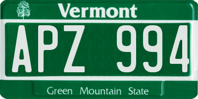 VT license plate APZ994