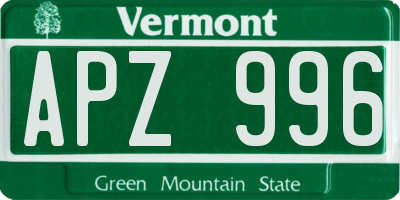 VT license plate APZ996