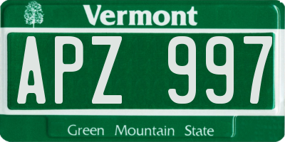 VT license plate APZ997