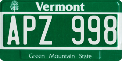 VT license plate APZ998