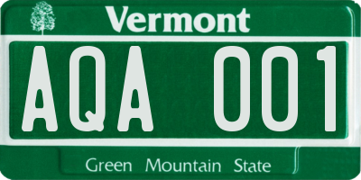 VT license plate AQA001