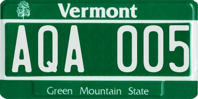 VT license plate AQA005