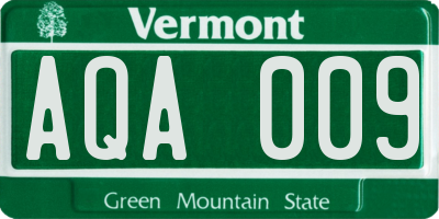 VT license plate AQA009