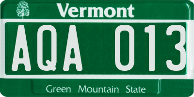 VT license plate AQA013