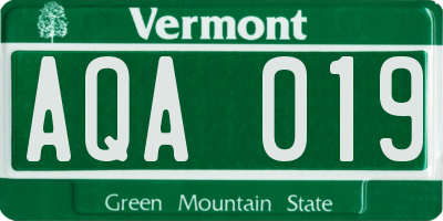 VT license plate AQA019