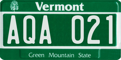 VT license plate AQA021