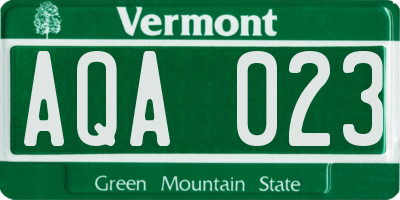 VT license plate AQA023