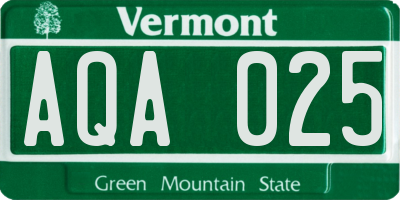VT license plate AQA025