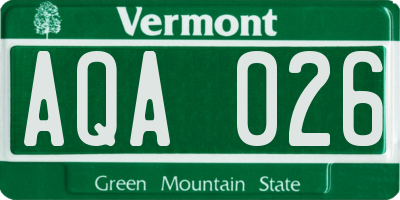 VT license plate AQA026