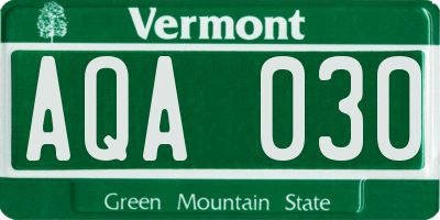 VT license plate AQA030
