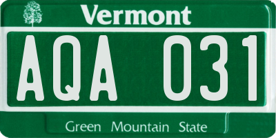 VT license plate AQA031
