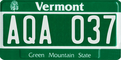 VT license plate AQA037