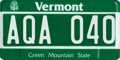 VT license plate AQA040