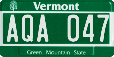 VT license plate AQA047