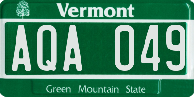 VT license plate AQA049