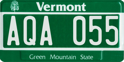 VT license plate AQA055