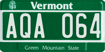 VT license plate AQA064