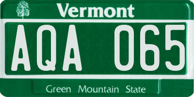 VT license plate AQA065