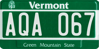 VT license plate AQA067