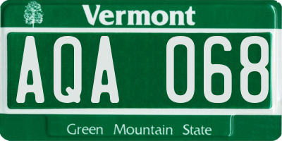 VT license plate AQA068