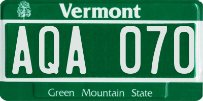 VT license plate AQA070
