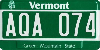 VT license plate AQA074