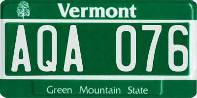 VT license plate AQA076