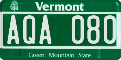 VT license plate AQA080