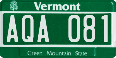 VT license plate AQA081