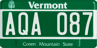 VT license plate AQA087