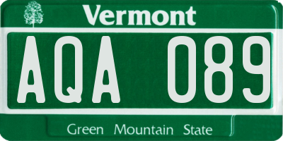 VT license plate AQA089