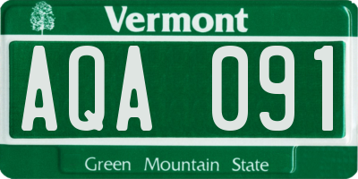 VT license plate AQA091