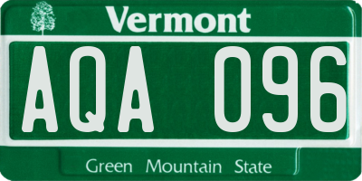 VT license plate AQA096