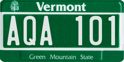 VT license plate AQA101
