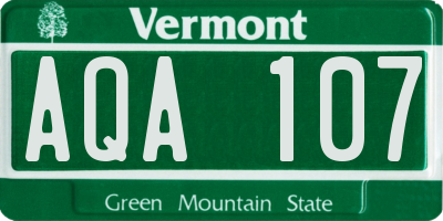 VT license plate AQA107
