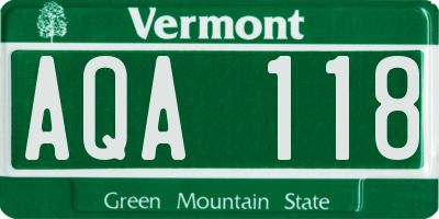 VT license plate AQA118