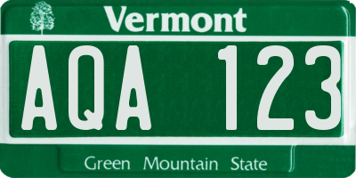 VT license plate AQA123